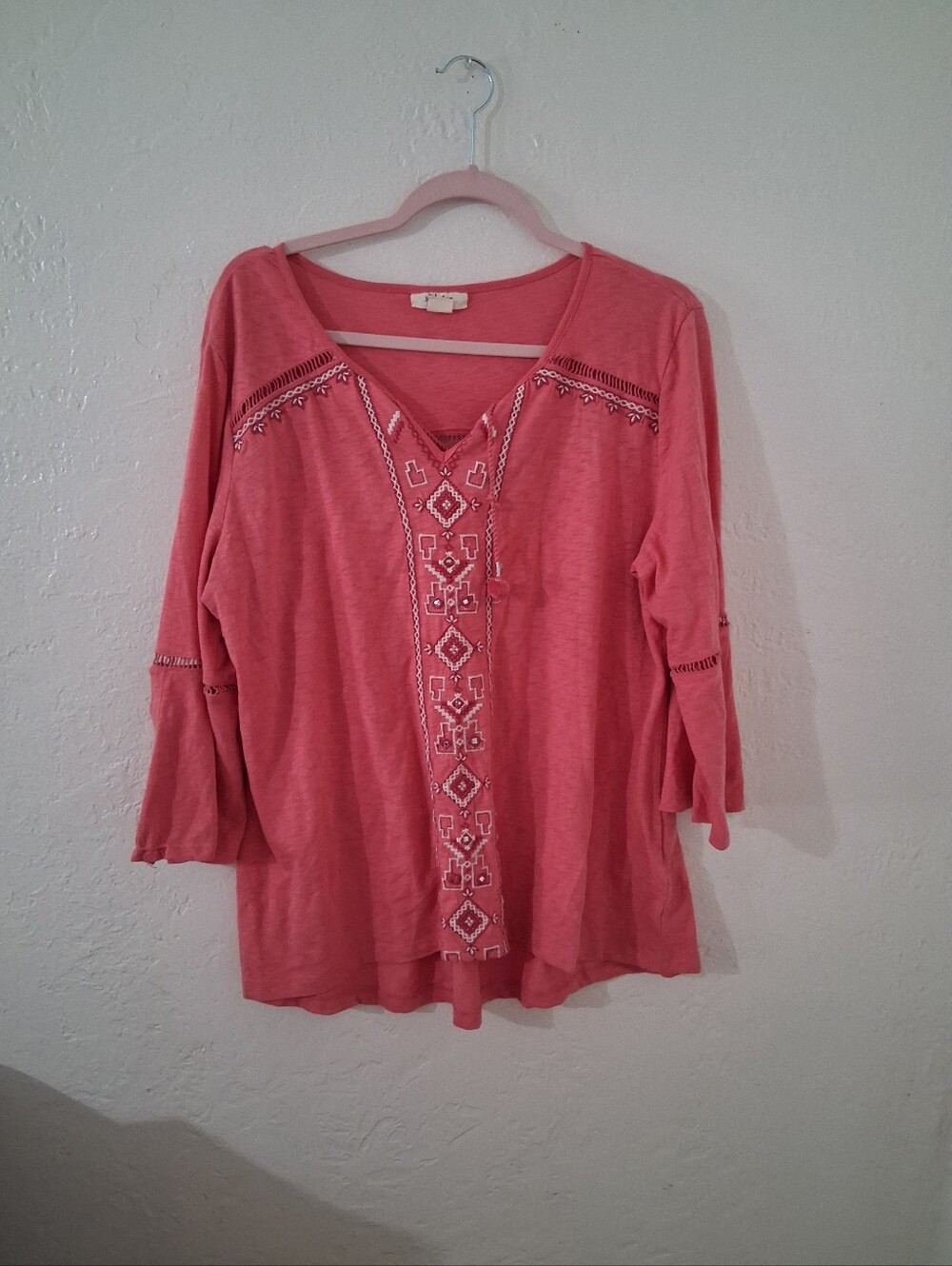Style & Co. Coral Embroidered V-Neck Tunic